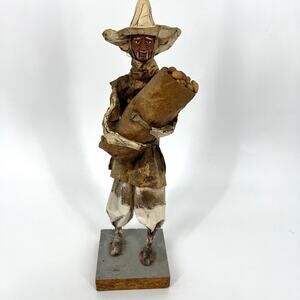 VTG Hecho En Mexico Papier Mache Folk Art Man Peasant Figural Sculpture 12"